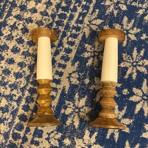 Mango wood farmhouse Pillar Candle Holders